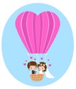 Wedding trip in a balloon in the shape of the heart