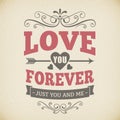 Wedding typography love you forever vintage card background design