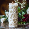 Wedding unity candle with customizable details Royalty Free Stock Photo