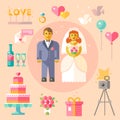 Wedding vector flat illustration Royalty Free Stock Photo