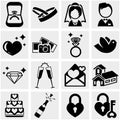 Wedding vector icon set on gray Royalty Free Stock Photo