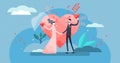 Wedding vector illustration. Flat tiny couple marriage day persons concept.