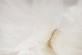 Wedding veil put through golden rings Royalty Free Stock Photo