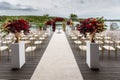 Wedding venue in the beautiful place near the lake. Wedding ceremony outdoors. Royalty Free Stock Photo