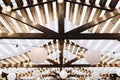 Wedding venue decorated with flowers and lights for a stylish boho wedding Royalty Free Stock Photo