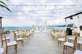 Wedding venue ocean view background, gold chairs, flower, floral, Koh Samui, Thailand Royalty Free Stock Photo