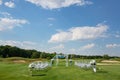 Wedding Venues on green lawn before a wedding ceremony in summer.