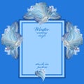 Wedding vertical frame with winter frozen glass design. Text place.