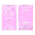 Wedding vertical pink flyers with waves