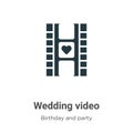 Wedding video vector icon on white background. Flat vector wedding video icon symbol sign from modern birthday and party Royalty Free Stock Photo