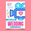 Wedding Videography Advertising Poster Vector Flat Illustration