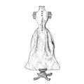 Wedding vintage dress on mannequin sketch hand drawn engraved style Evening holiday fashion Royalty Free Stock Photo