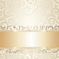 Wedding vintage wallpaper design white & gold vector Royalty Free Stock Photo