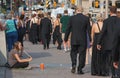 Wedding Walking Past Panhandler Royalty Free Stock Photo