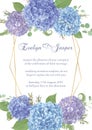 Wedding, watercolor flower card.Leaves, blooming branches eucalyptus, gaultheria, salal, chamaelaucium, seasonal fern.Blue, purple