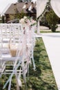 Wedding white chairs Royalty Free Stock Photo