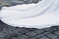 Wedding white lace dress bride hemline Royalty Free Stock Photo