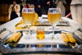 Wedding wine glasses and honey