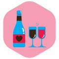 wedding wine and glasses. Vector illustration decorative design