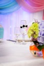 Wedding wineglasses and decoration in marine style