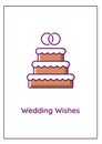 Wedding wishes greeting card with color icon element