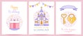 Happy Wedding Greeting Cards and Invitations Set