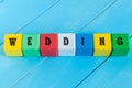 Wedding - word on children's colourful cubes or