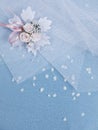 Weddings accessorie a buttonhole and petals Royalty Free Stock Photo