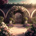 weddings an arch of flowers a garden of branches and roses with a romantic nature