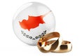 Weddings in Cyprus concept. Wedding rings with Cypriot flag. 3D rendering Royalty Free Stock Photo