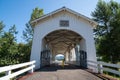 The Weddle Bridge, a white covered bridge near Sweet Home, Oregon, spans Ames Creek Royalty Free Stock Photo