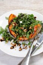 Wedge baked of pumpkin with arugula and cheese Royalty Free Stock Photo