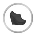 Wedge booties icon in monochrome style isolated on white. Shoes symbol.