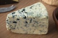 Wedge of creamy blue cheese