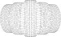 Wedge of five wire-frame tires. Vector Royalty Free Stock Photo