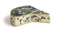 Wedge of Fourme d\'Ambert cheese with distinctive blue veining on white background Royalty Free Stock Photo