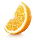 Wedge of orange citrus fruit isolated on white