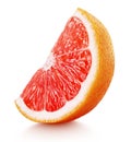 Wedge of pink grapefruit citrus fruit isolated on white Royalty Free Stock Photo