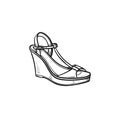 Wedge sandal hand drawn outline doodle icon. Royalty Free Stock Photo