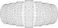 Wedge of seven wire-frame tires. Vector Royalty Free Stock Photo