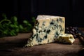 Wedge Of Tangy Roquefort Cheese. Generative AI