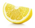 Wedge of yellow lemon citrus fruit isolated on white Royalty Free Stock Photo