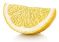 Wedge of yellow lemon citrus fruit isolated on white Royalty Free Stock Photo