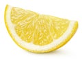 Wedge of yellow lemon citrus fruit isolated on white Royalty Free Stock Photo