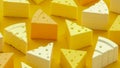 Wedges of cheese in repeating patterns. generated using AI.