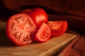 Wedges and slices of tomatoes