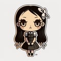 Wednesday Addams sticker, spooky teenager