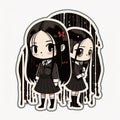 Wednesday Addams sticker, spooky teenager