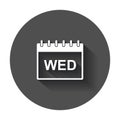 Wednesday calendar page pictogram icon.