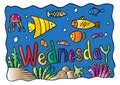 Wednesday Coloring Page with fishes